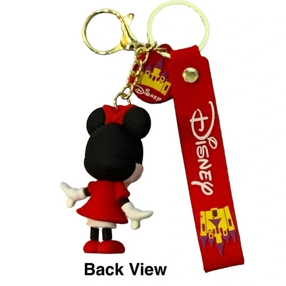Disney Keychain Minnie Mouse Cartoon Silicone Pendant Keyring 3D Key Ring NEW - Picture 3 of 16